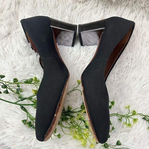 Donald J Pliner Black Stretchy Neoprene Square Toe Low Heel Pumps sz 7M - Picture 4 of 10